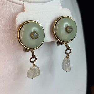 Jan Michaels Gold and Cream Dangle Earrings